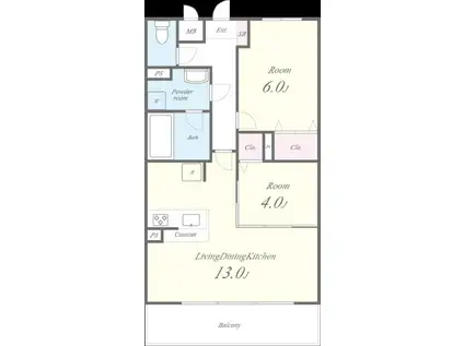 クルバ ビエント(2LDK/3階)の間取り写真