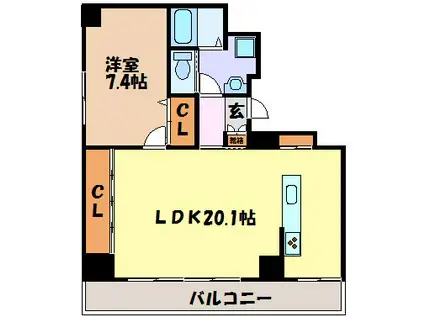 Jスクエア高岳(1LDK/6階)の間取り写真