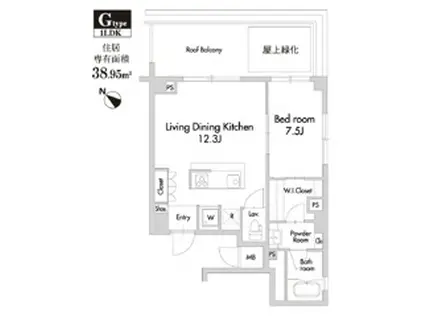 プライムアーバン田園調布南(1LDK/5階)の間取り写真