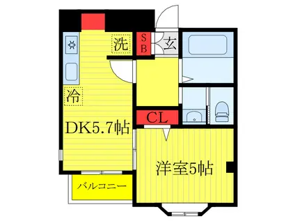 アストラル白山(1DK/2階)の間取り写真