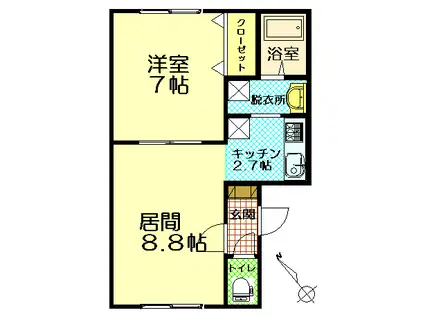 リバティ光陽(1LDK/1階)の間取り写真