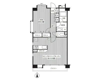 ヒルズ洗足池公園(1LDK/1階)の間取り写真