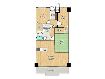 クローバーハイツ初芝ヴィプレ(3LDK/5階)の間取り写真