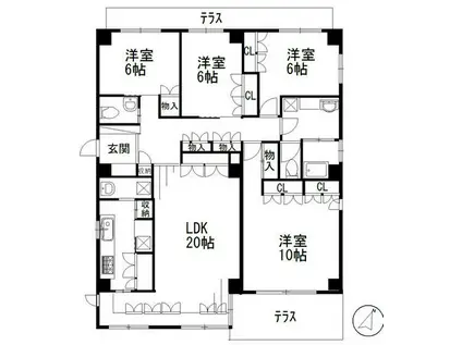 ユニ・サンク(4LDK/1階)の間取り写真