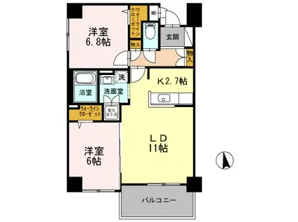 コモドNI(2LDK/3階)の間取り写真