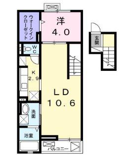 ヒルズ桜坂(1LDK/4階)の間取り写真