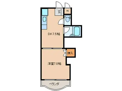 メゾンド梨花(1DK/3階)の間取り写真