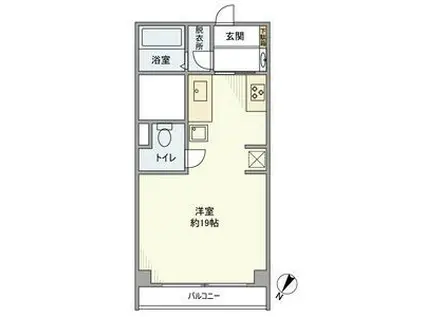 横浜根岸ダイヤモンドマンション(ワンルーム/8階)の間取り写真