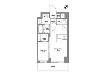 BPRレジデンスMOTOMACHI BAY SIDE(1DK/5階)の間取り写真