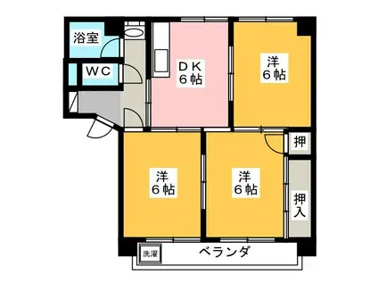 各務原ハイツ(3DK/1階)の間取り写真