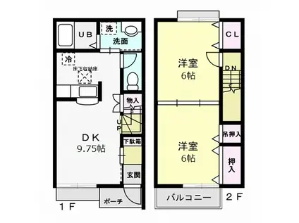 アンダンテ壱番館(2DK/1階)の間取り写真