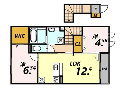 アルコバレーノ(2LDK/2階)の間取り写真