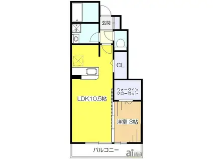 プリームスC(1LDK/1階)の間取り写真