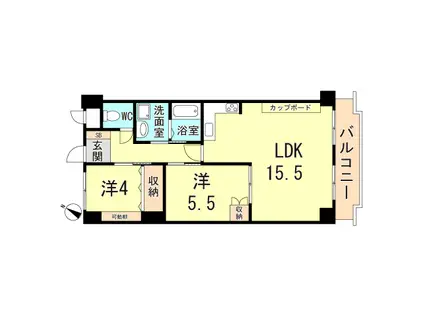 ヴィンテージコート須磨山手(2LDK/2階)の間取り写真