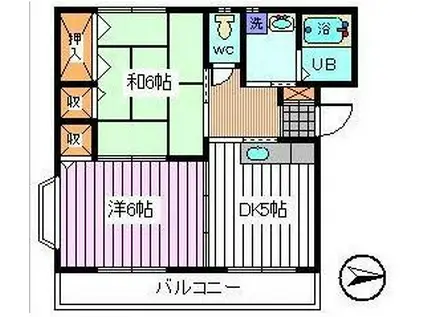 TWINハウスII(2DK/2階)の間取り写真