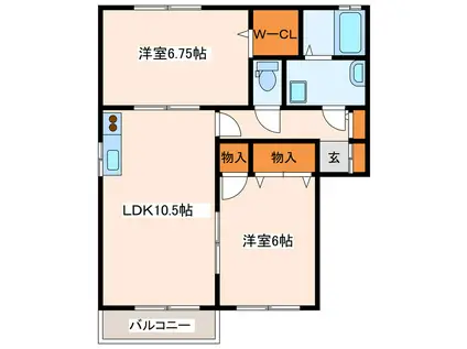 ガーデンプレイス(2LDK/1階)の間取り写真