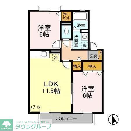 メイヒルズ II(2LDK/1階)の間取り写真