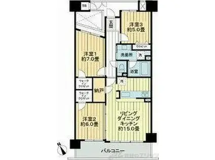 メロディーハイム千里万博公園(3LDK/6階)の間取り写真