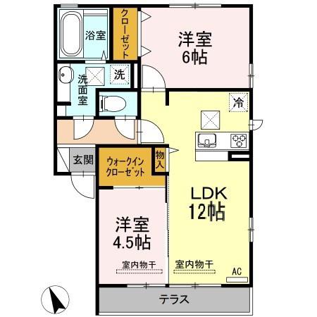 フォルトゥーナ(2LDK/1階)の間取り写真