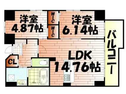 ピュアライフ金田(2LDK/4階)の間取り写真