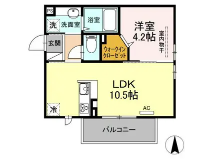 ハッピーライトM(1LDK/2階)の間取り写真