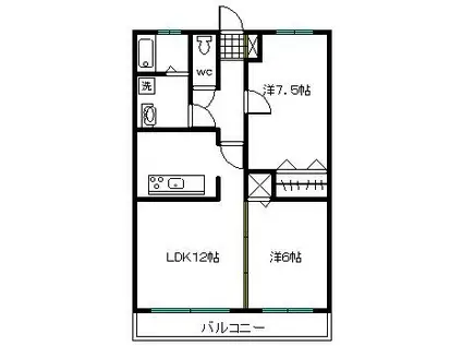 上毛電鉄 桐生球場前駅 徒歩8分 3階建 築26年(2LDK/2階)の間取り写真