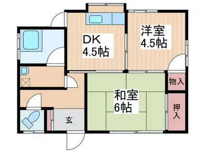綿貫アパート(2DK/2階)の間取り写真