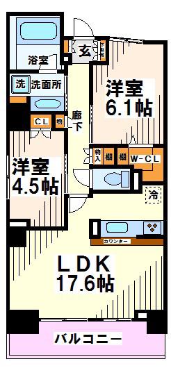 イプセ府中(2LDK/10階)の間取り写真