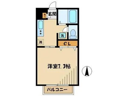 ベーシックハイツ奥沢(1K/2階)の間取り写真