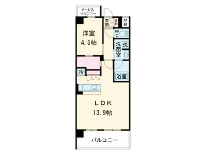 アーバネックス中崎町II(1LDK/11階)の間取り写真
