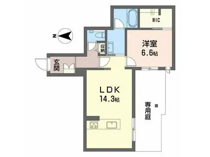 エクラージュ花町(1LDK/1階)の間取り写真