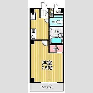 カサブランカ二村台(1K/4階)の間取り写真