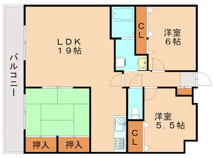 グリーンビュー立岩(3LDK/6階)の間取り写真