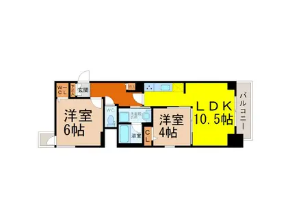 プレサンスTHE久屋大通レジェンド(2LDK/2階)の間取り写真