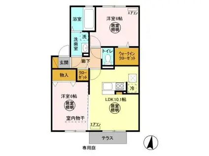 グランマーレ I棟(2LDK/1階)の間取り写真