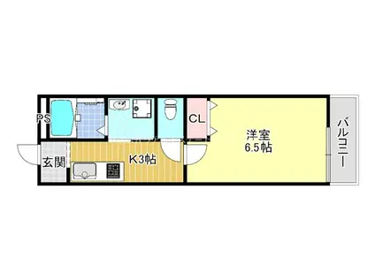 ソレイユ瀬田(1K/2階)の間取り写真