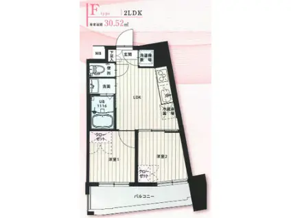 NO.103 クラブオリエント(2DK/14階)の間取り写真