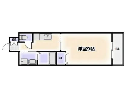 ノーサイド立葉(1K/1階)の間取り写真