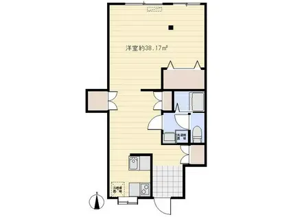 グリーンパーク館(ワンルーム/1階)の間取り写真