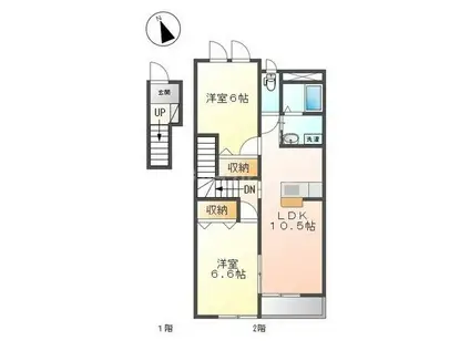 サンマルサンB(2LDK/2階)の間取り写真
