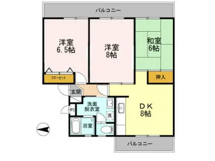 アビタシオン仁川(3DK/2階)の間取り写真