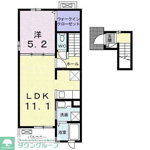 ラフレシール(1LDK/2階)の間取り写真