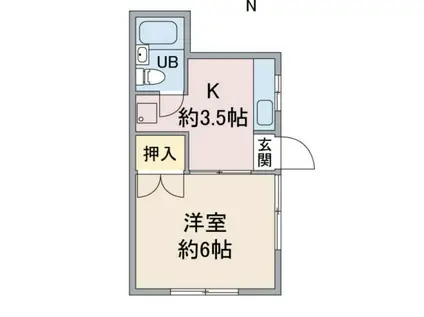 上ノ原ハイツ(1K/1階)の間取り写真