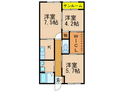 フルール(3K/1階)の間取り写真