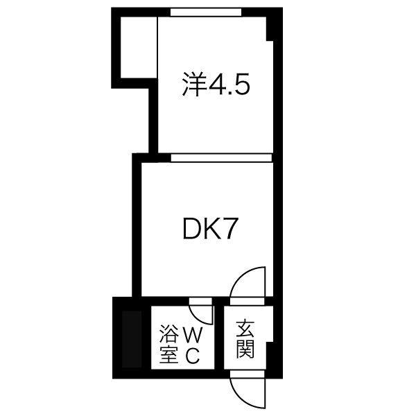 ロードサイド24(ワンルーム/4階)の間取り写真