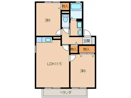 メゾン・モンテリベール I(2LDK/1階)の間取り写真