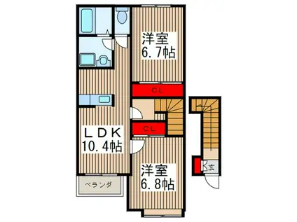 FOREST GREEN(2LDK/2階)の間取り写真