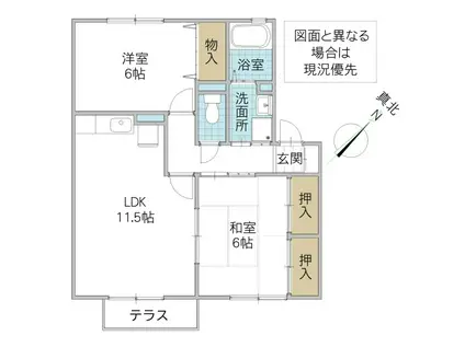 ラ・ルーン(2LDK/1階)の間取り写真