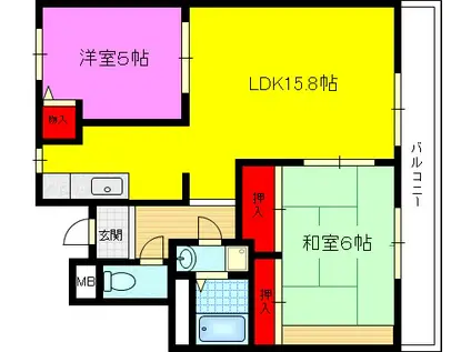 イーストマンション(2LDK/7階)の間取り写真