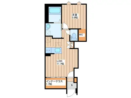 ソレイユ11(1LDK/1階)の間取り写真